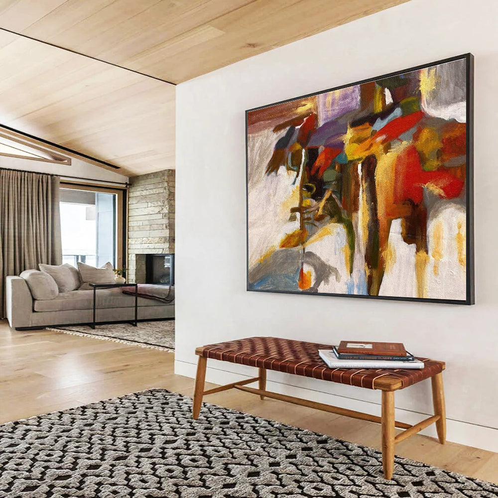 Colorful Figure Abstract Painting with Vivid, Dynamic Shapes THY365