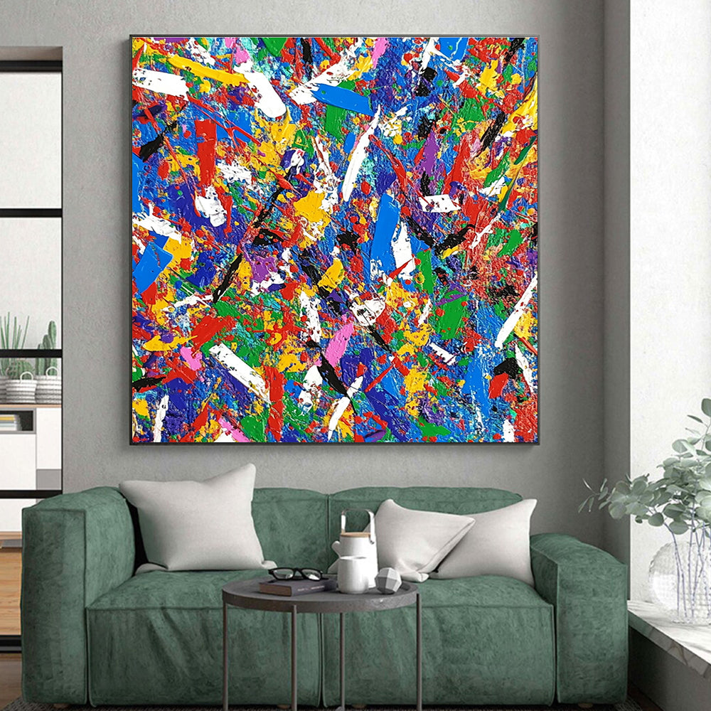 Colorful Splash Abstract Painting with Playful Patterns GER717