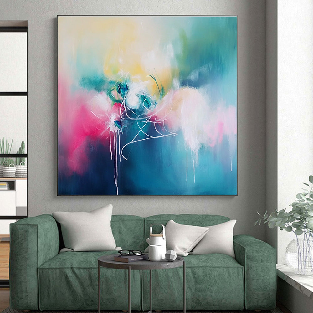 Colorful Abstract Swirl Painting with Fluid Lines GER815