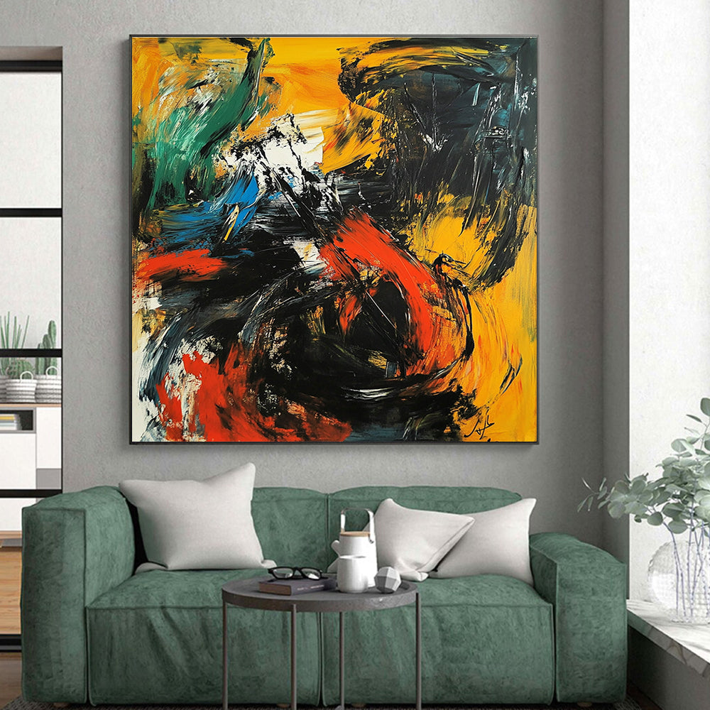 Dynamic Color Fusion Abstract Painting with Energetic Palette GER751