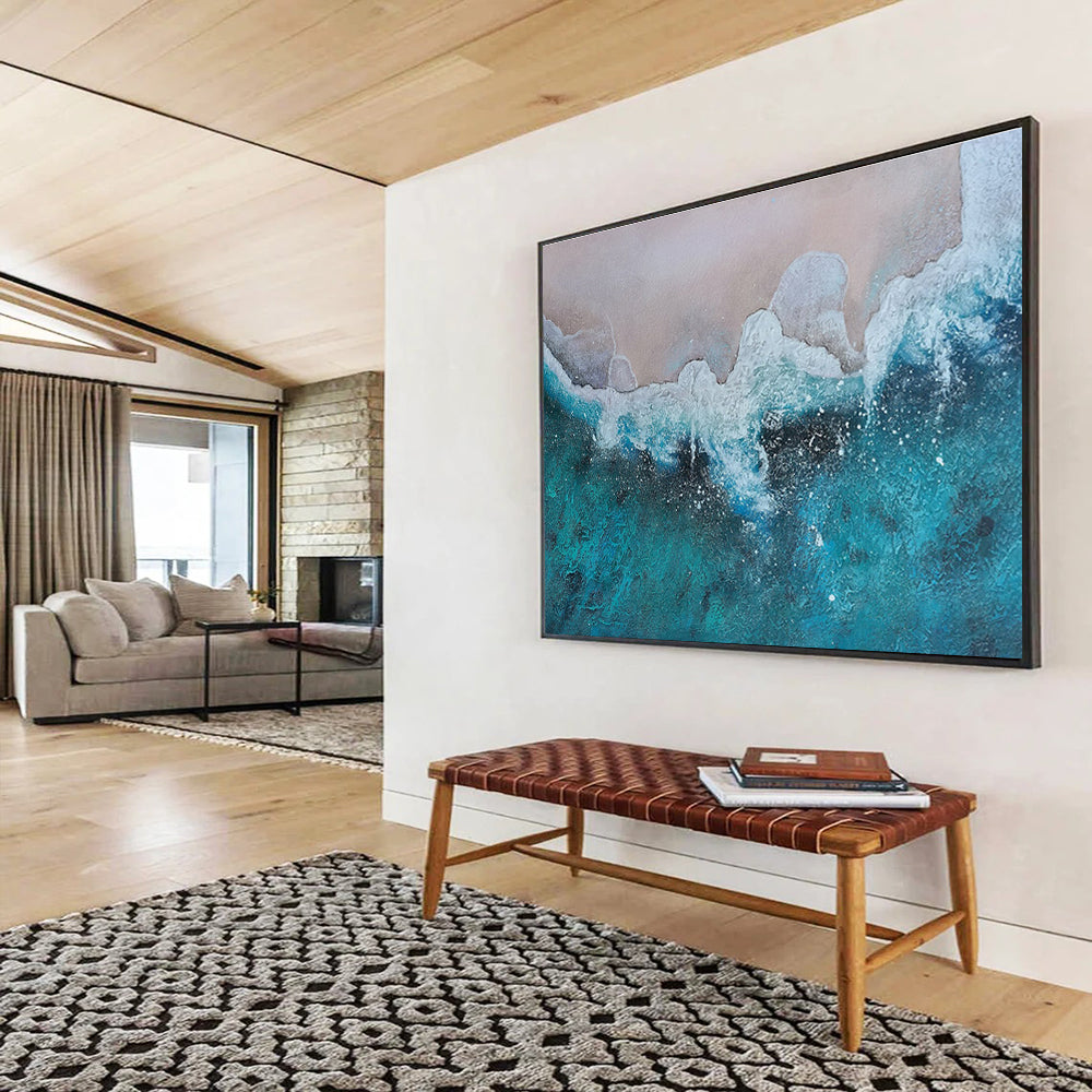 Turquoise Sea Wave Abstract Painting THY039