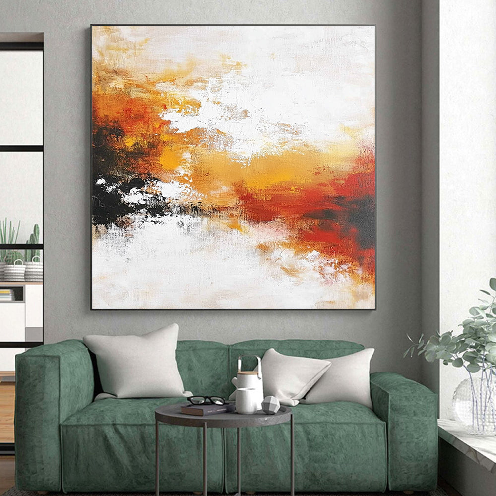 Orange Red and White Abstract Painting with Soft Blends GER699