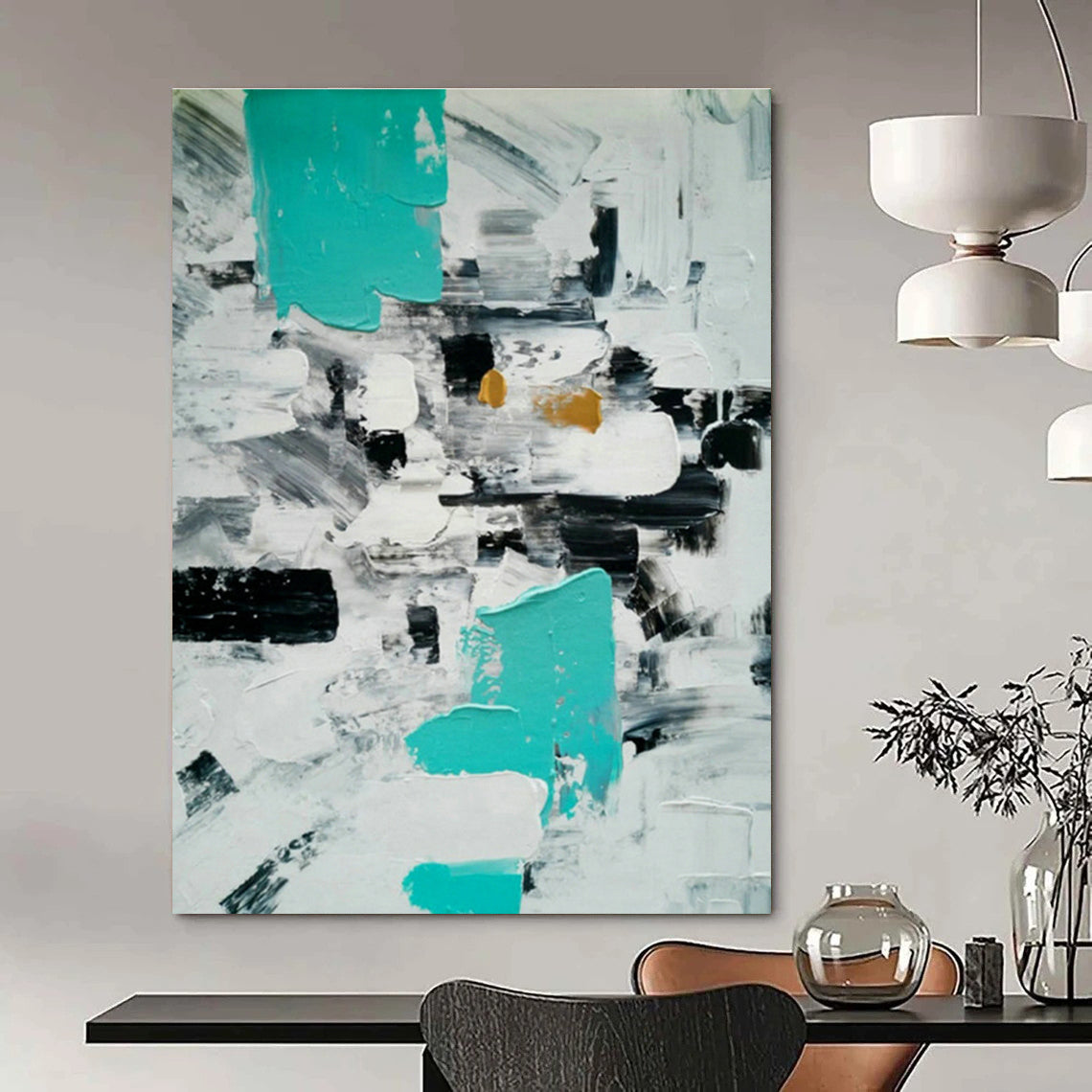 Handmade Extra - Large Abstract Wall Art for Cottage Bedroom & Living Room DLZ1354
