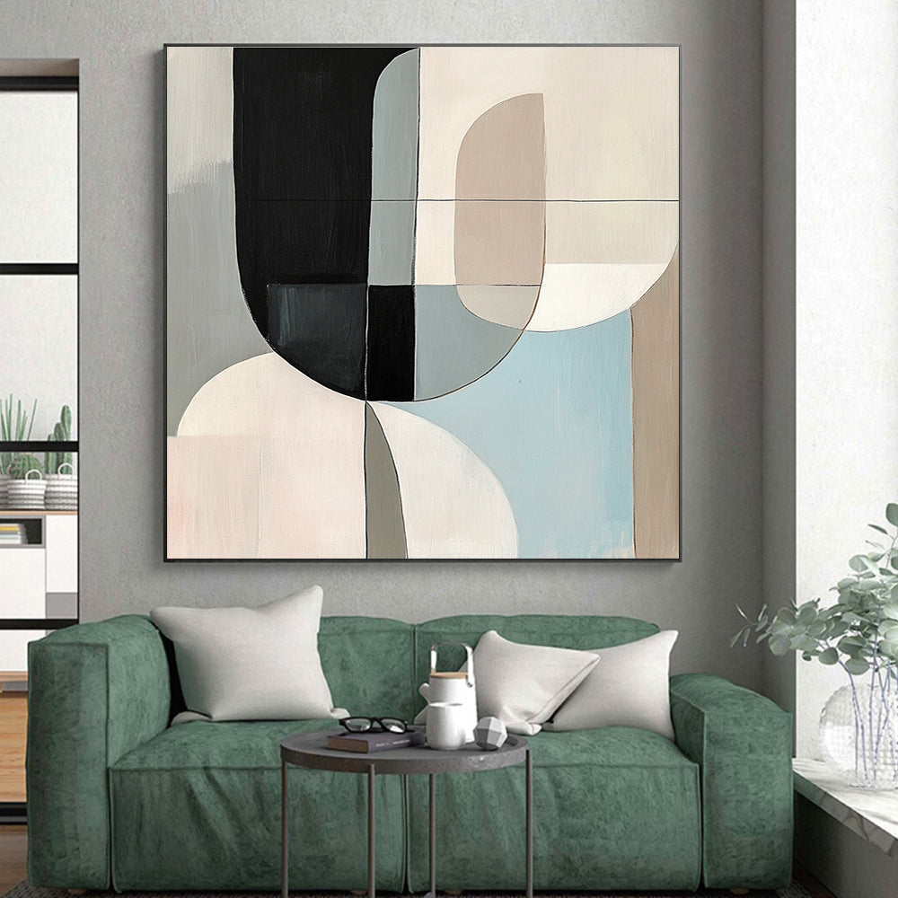 Multicolor Geometric Abstract Painting with Interlocking Shapes GER169