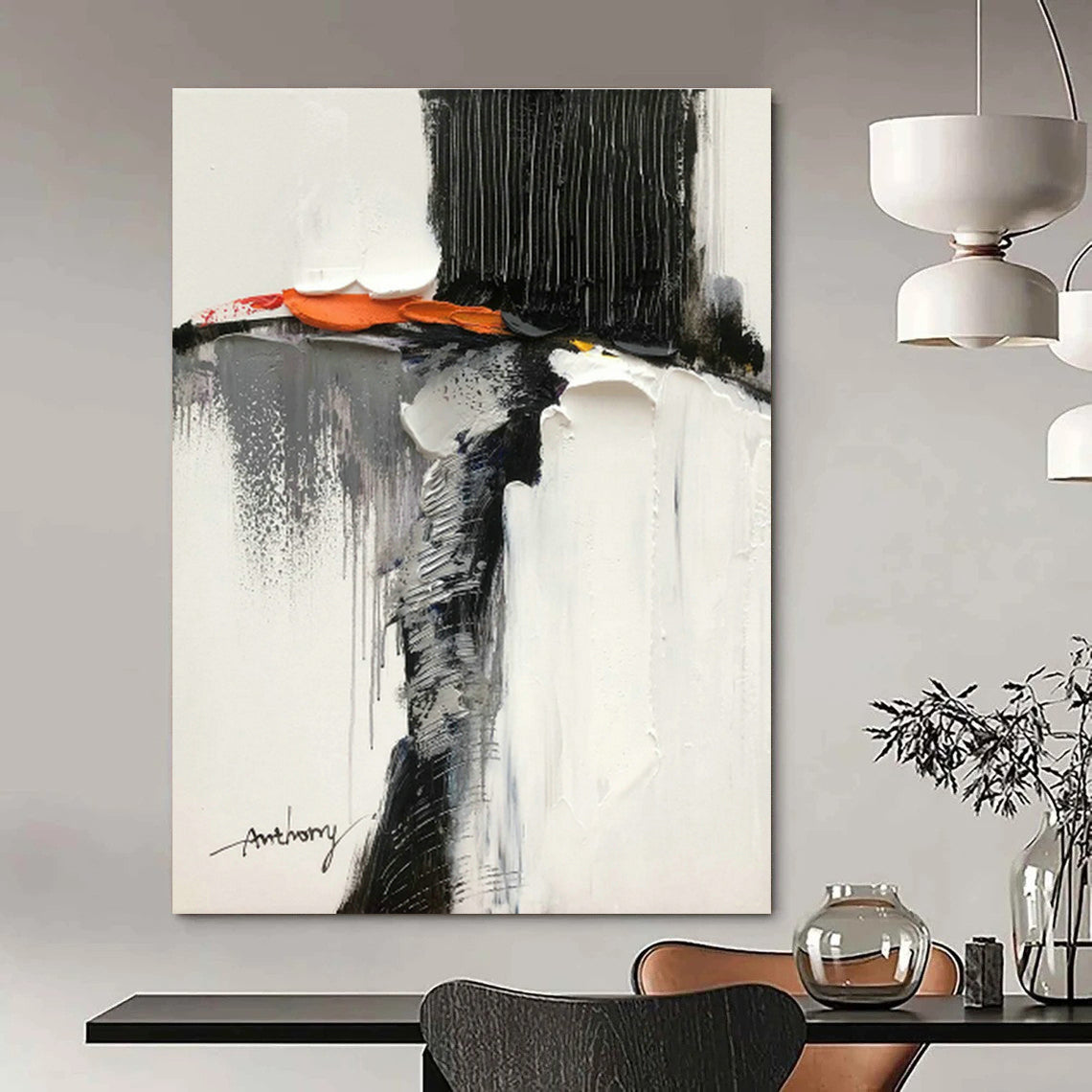 Oversized Abstract Hand - Painted Murals for Office Reception Ceilings and Bedroom Alcove Walls DLZ0801