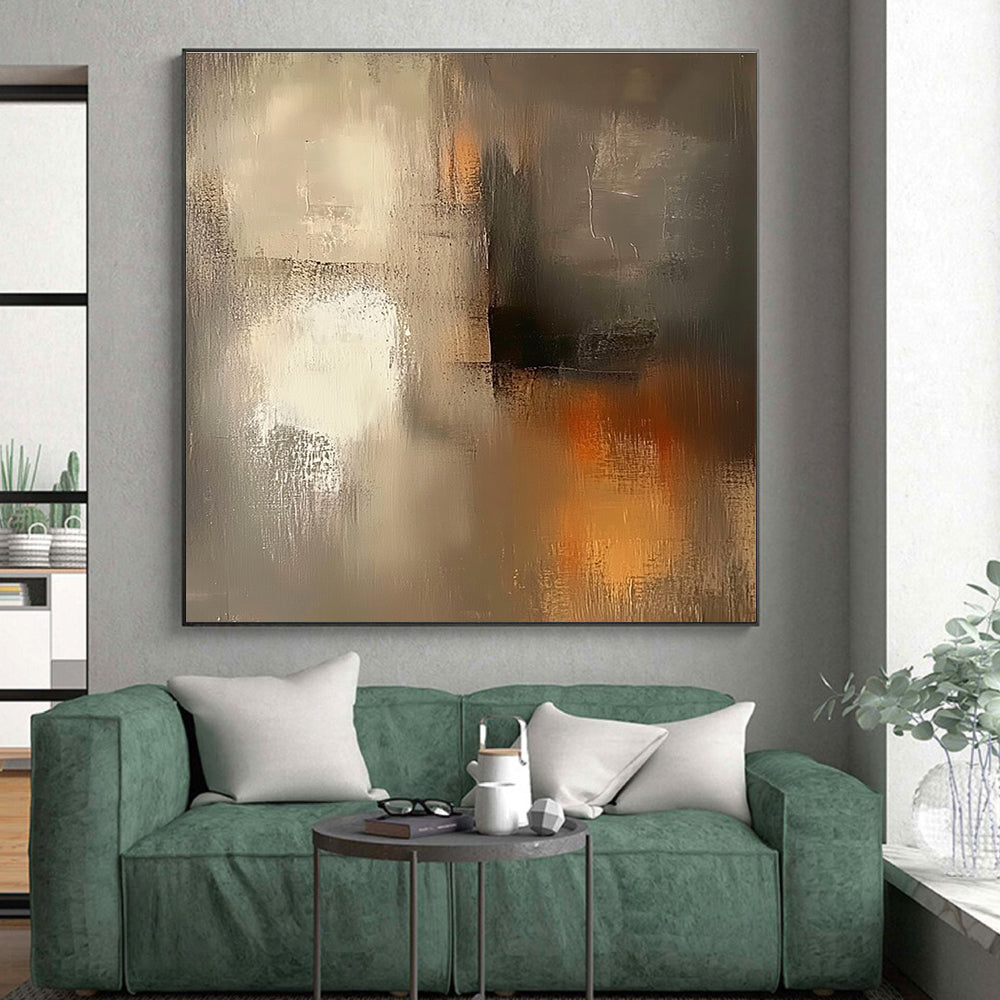 Muted Gray Abstract Painting with Subtle Warm Accents GER531