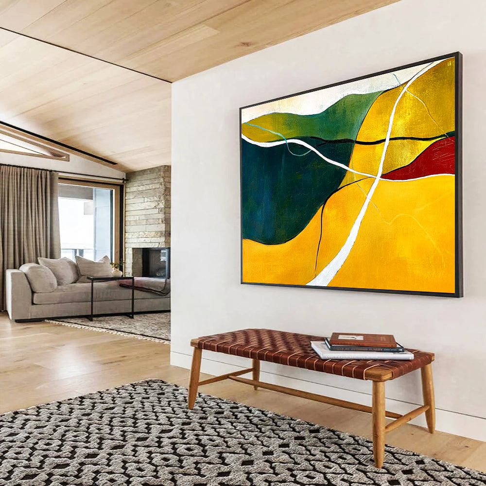 Colorful Landscape Abstract Painting with Rolling Hills Motif DYP427
