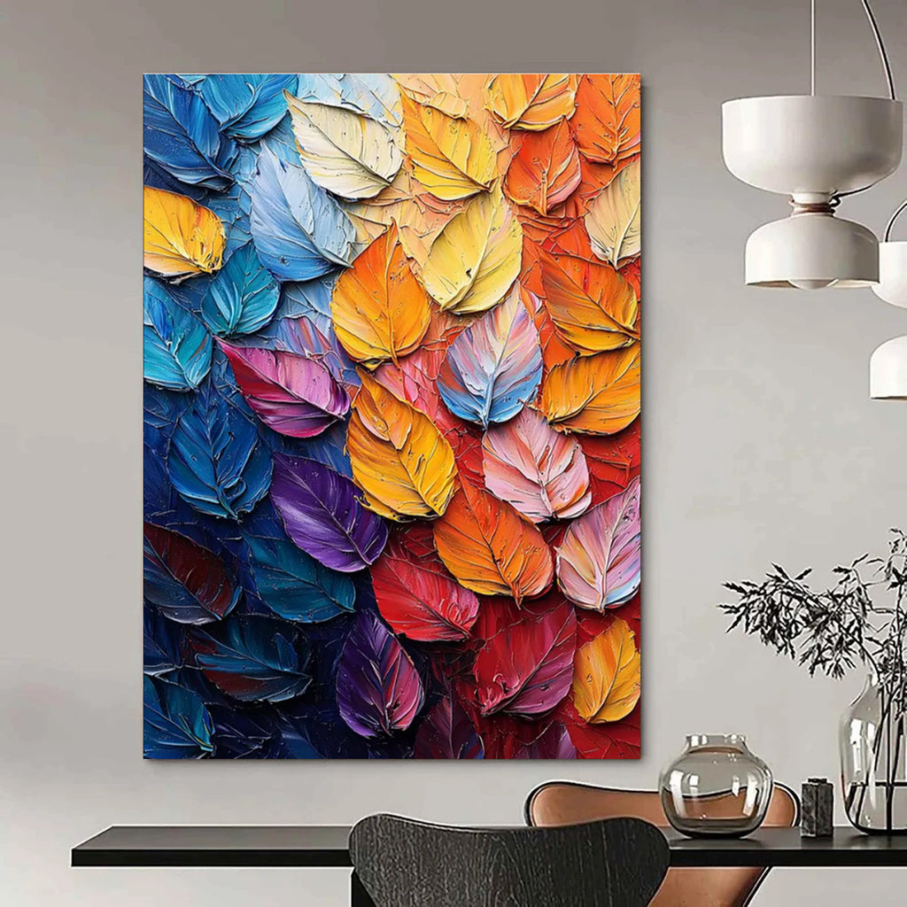 Colorful Leaf Abstract Painting with a Spectrum of Colors ADGE424