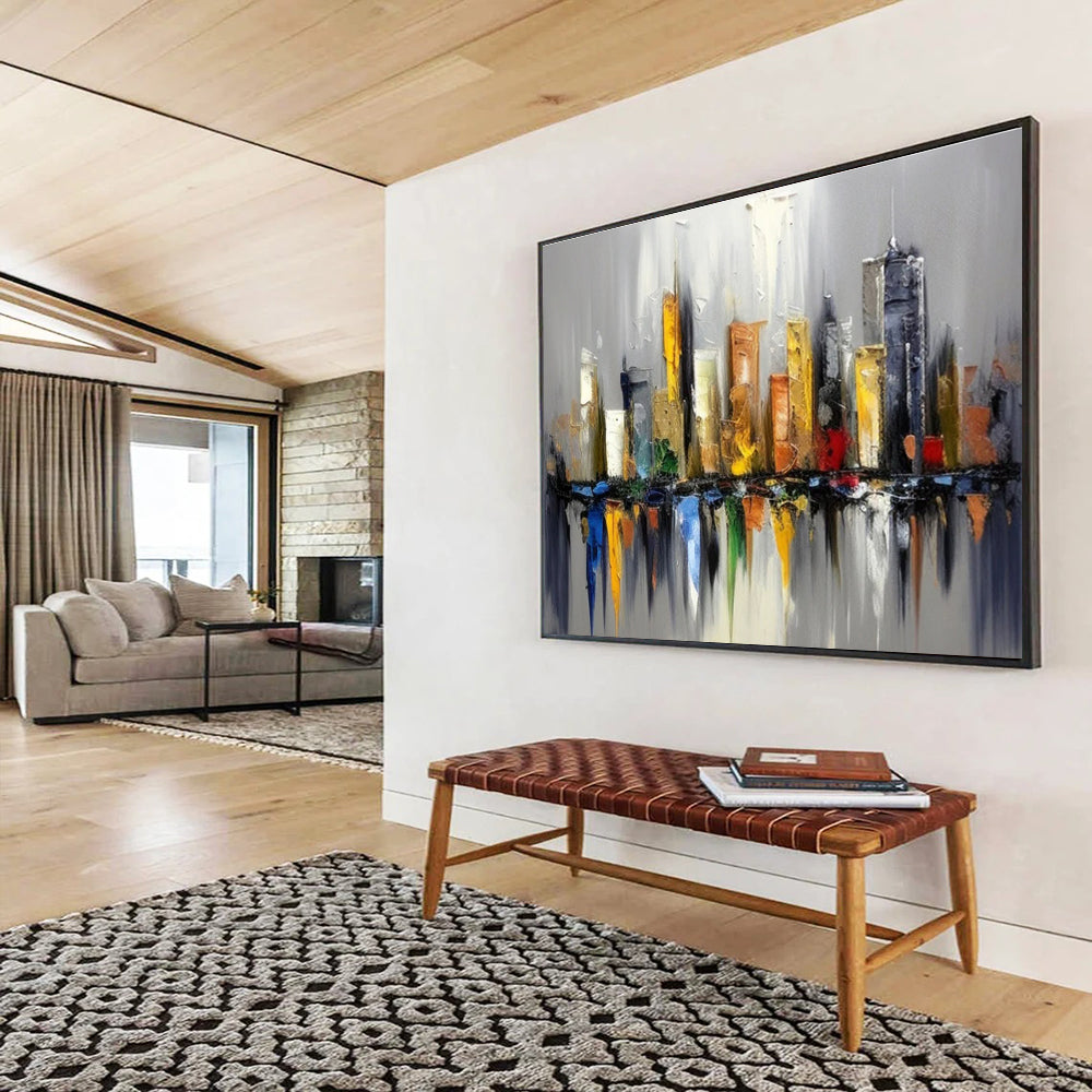 Colorful City Skyline Abstract Painting THY066
