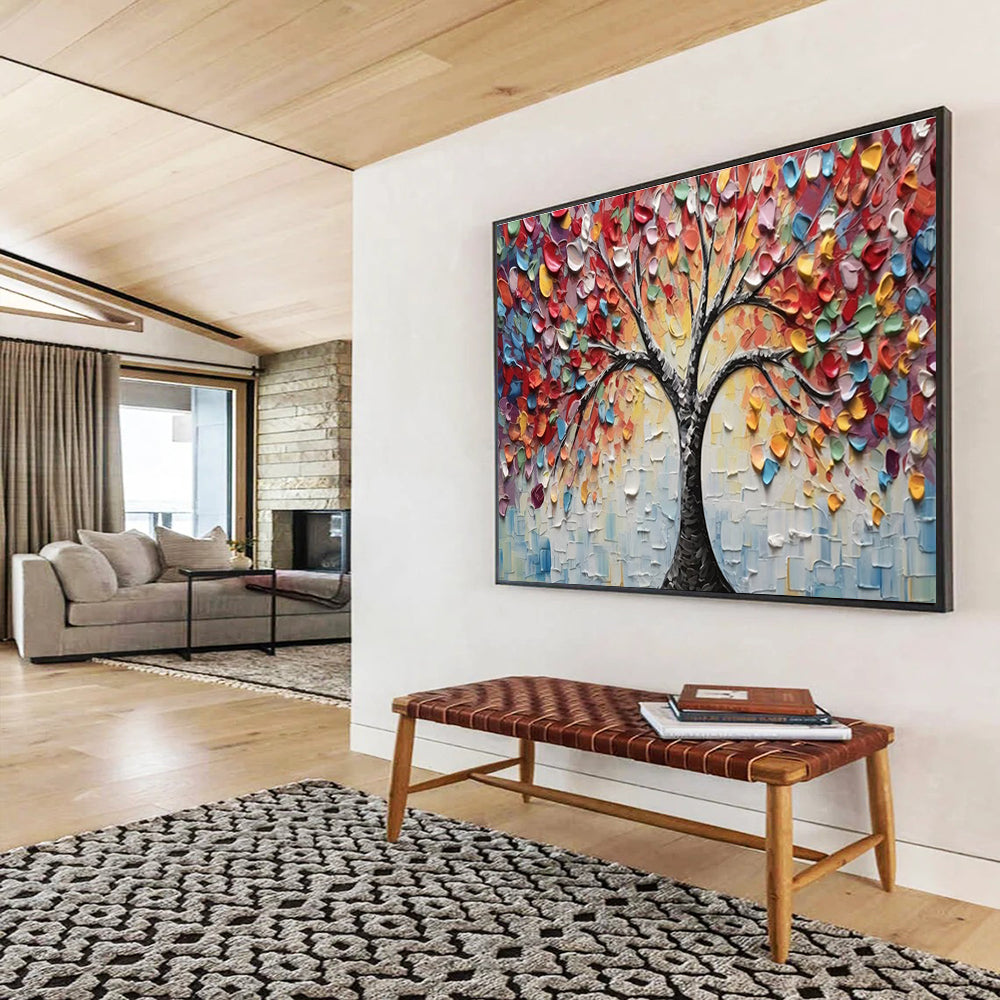 Colorful Blossom Tree Abstract Painting with Mixed Bright Colors THY169