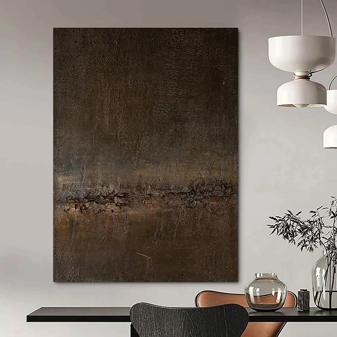 Dark - textured Mysterious Abstract Painting for Dramatic Spaces ADGE057