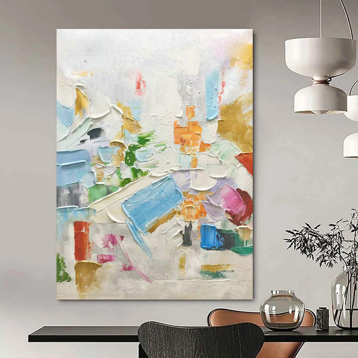 Large Hand-Painted Abstract Art for Cottage Bedroom and Living Room DLZ1607