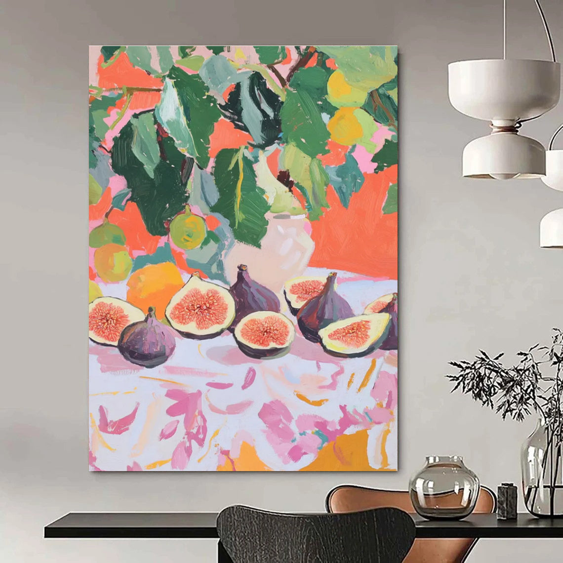 Fig Still Life Abstract Painting with Bright Background ADGE437