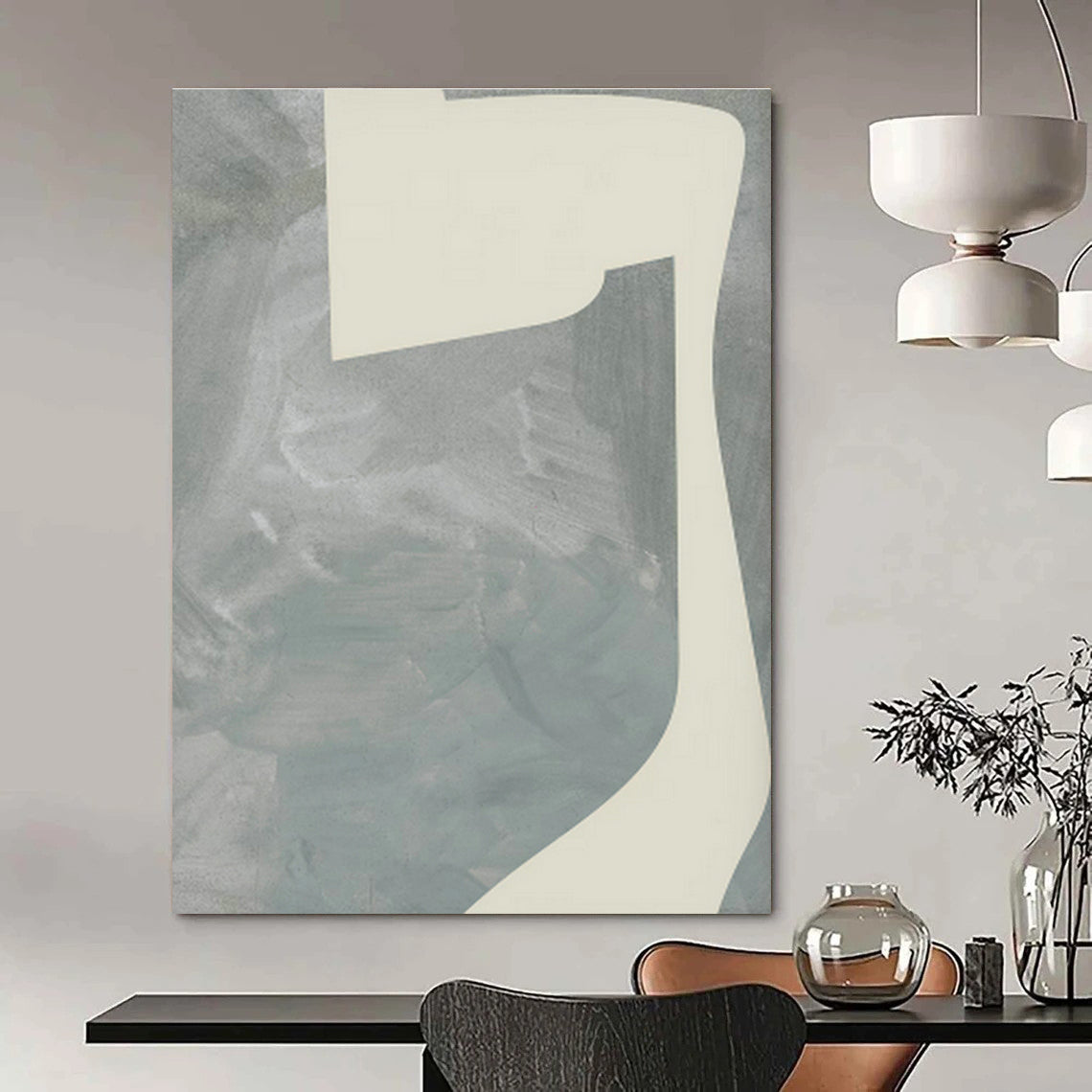 Oversized Abstract Hand - Painted Murals for Office Break Room Lounge Chairs & Dining Room Buffet Cabinets DLZ0711