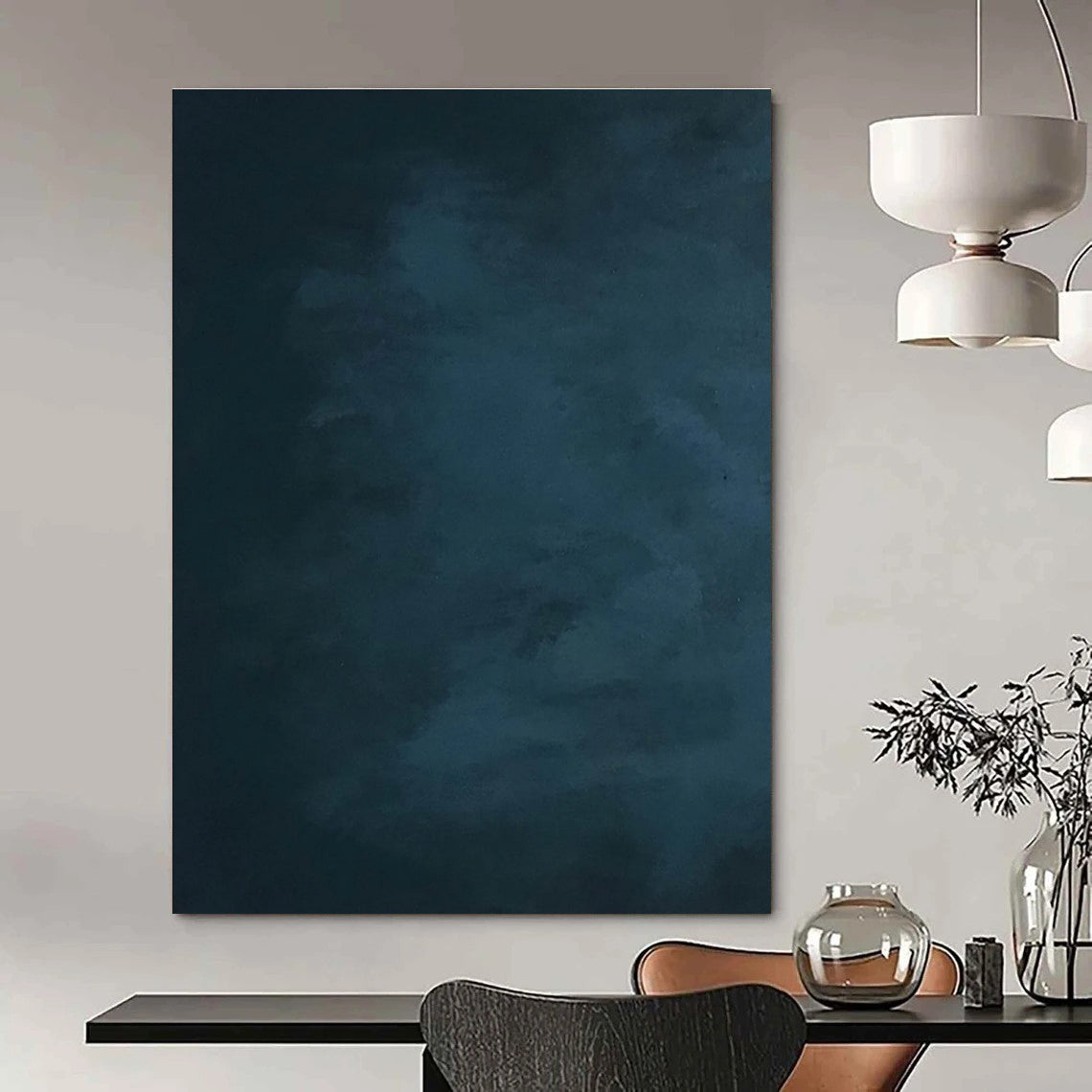 Dark Blue Gradient Abstract Painting with Subtle Shades ADGE495