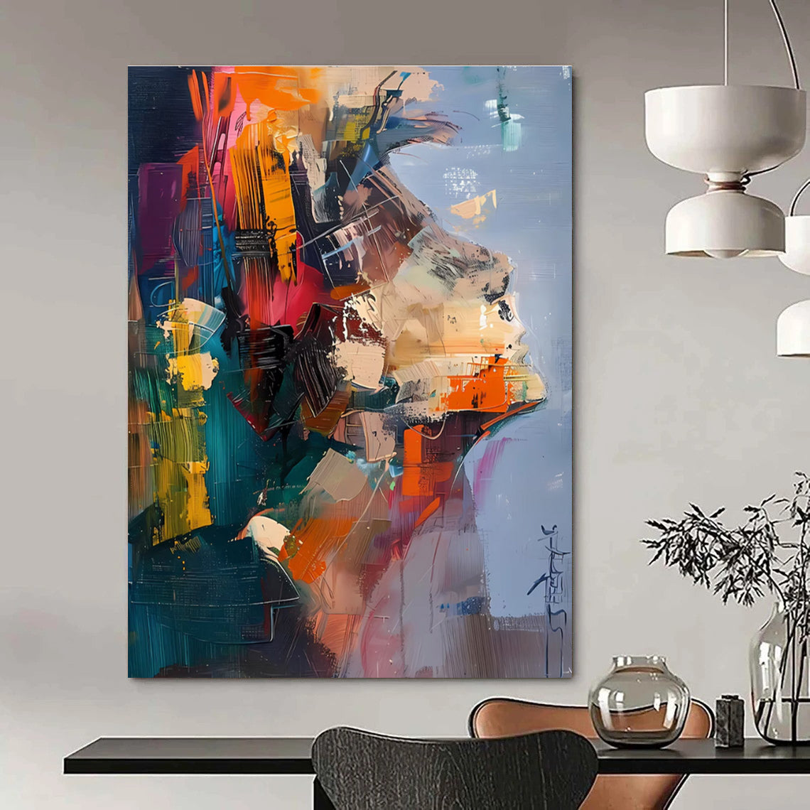 Colorful Portrait Abstract Painting with Mixed Hues ADGE285