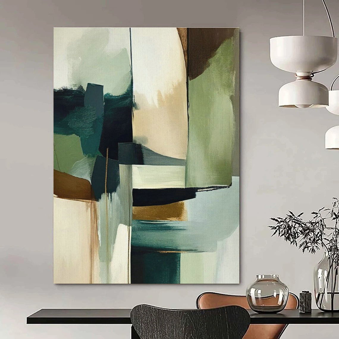 Large Hand-Painted Abstract Art for Cottage Living Room and Cottage Entryway DLZ1637