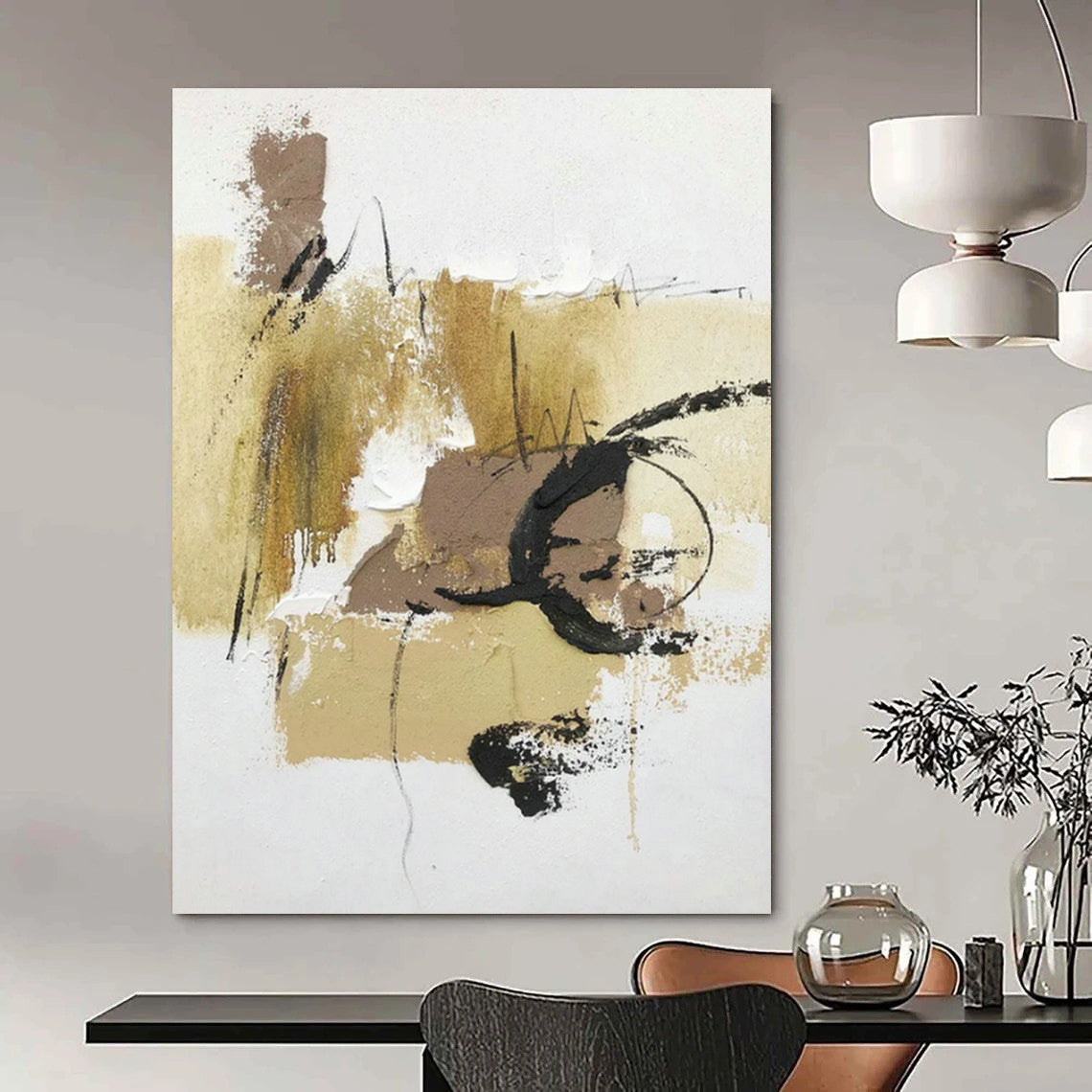 Handmade Abstract Wall Art for Cottage Office Reading Nook and Bedroom Dressing Area DLZ1679