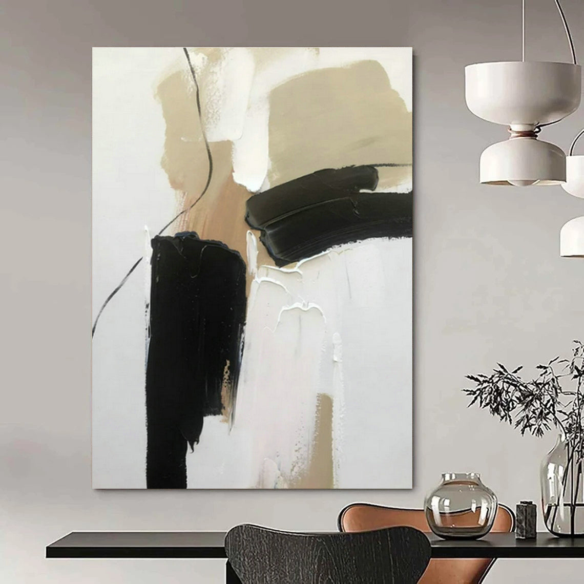 Original Handmade Abstract Canvas for Dining Room Server Hutch Wall and Entryway Key Drop Zone DLZ1685