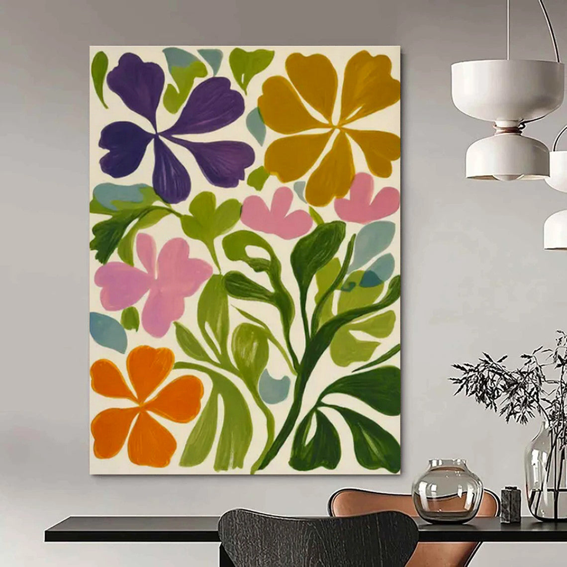 Custom Hand-Painted Abstract Canvas for Bedroom Bedside Table Wall & Living Room Sideboard Back Wall DLZ1764