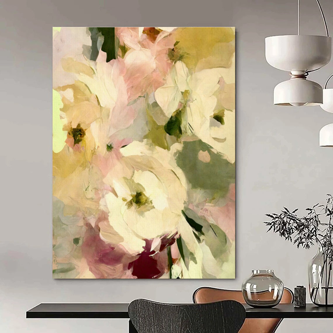 Hand - Painted Oversized Abstract Wall Decor for Cottage Dining Room & Hallway DLZ1361