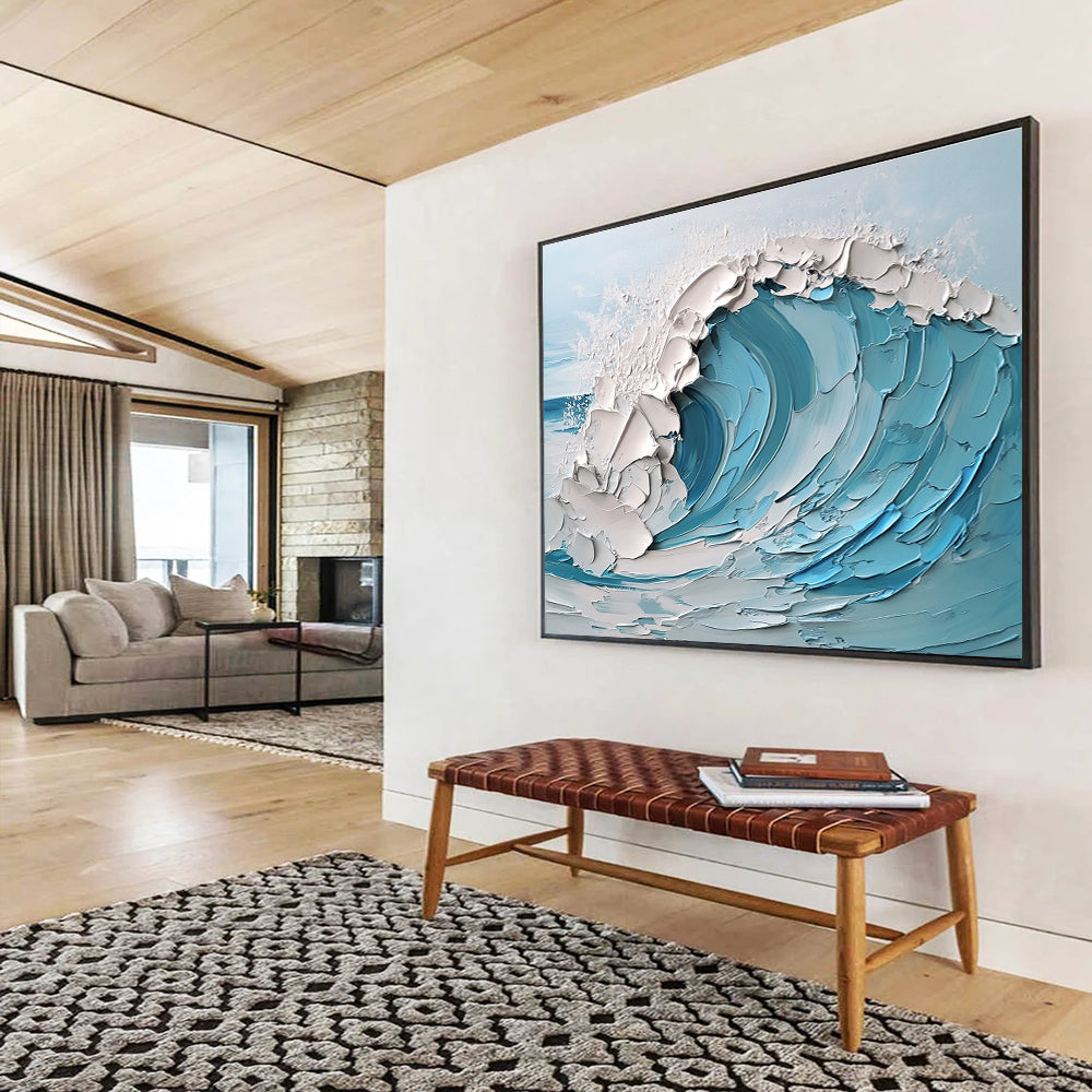 Textured Wave Abstract - Impasto Ocean Abstract Painting DYP004