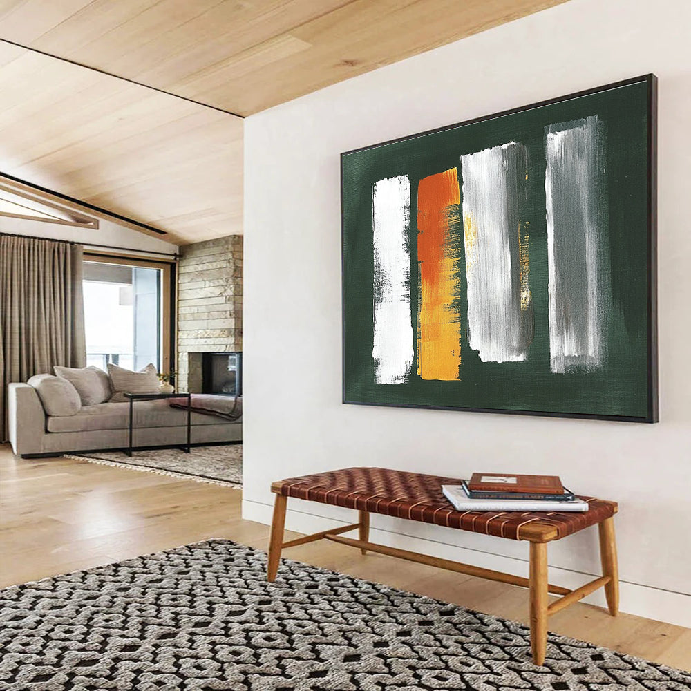 Green Background Color Strokes Abstract Painting DYP087