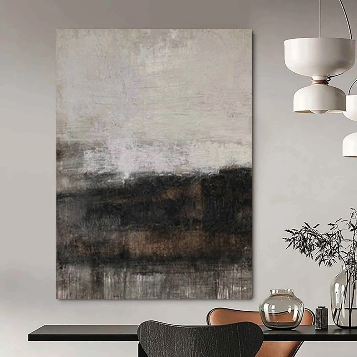 Oversized Custom Handmade Abstract Painting for Cottage Office Standing Desk Wall and Bedroom Yoga Mat Storage Niche DLZ1880