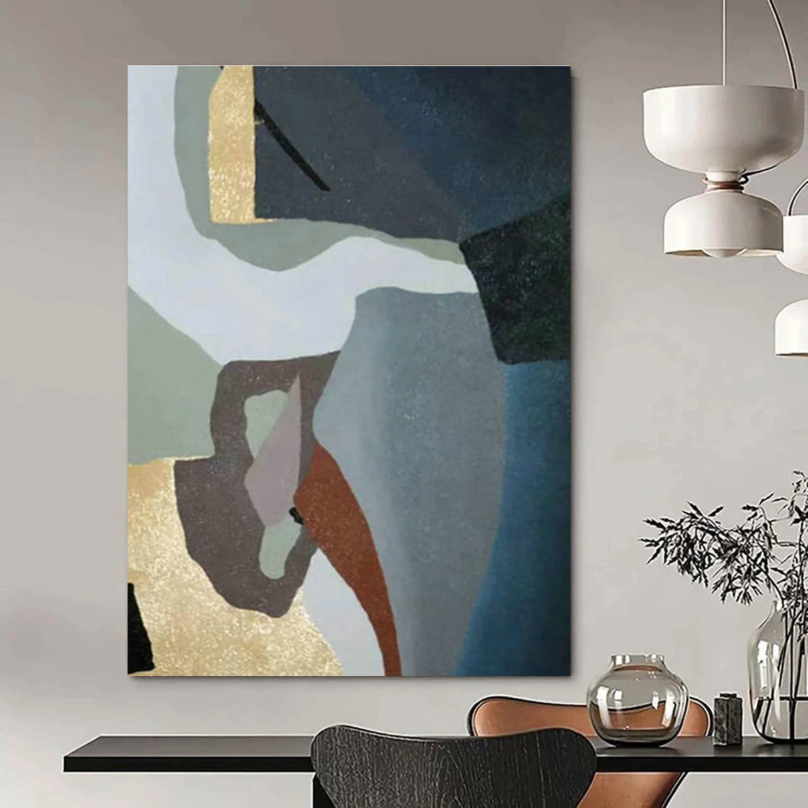 Custom Abstract Hand - Painted Canvases for Living Room & Cottage Entryway DLZ0563