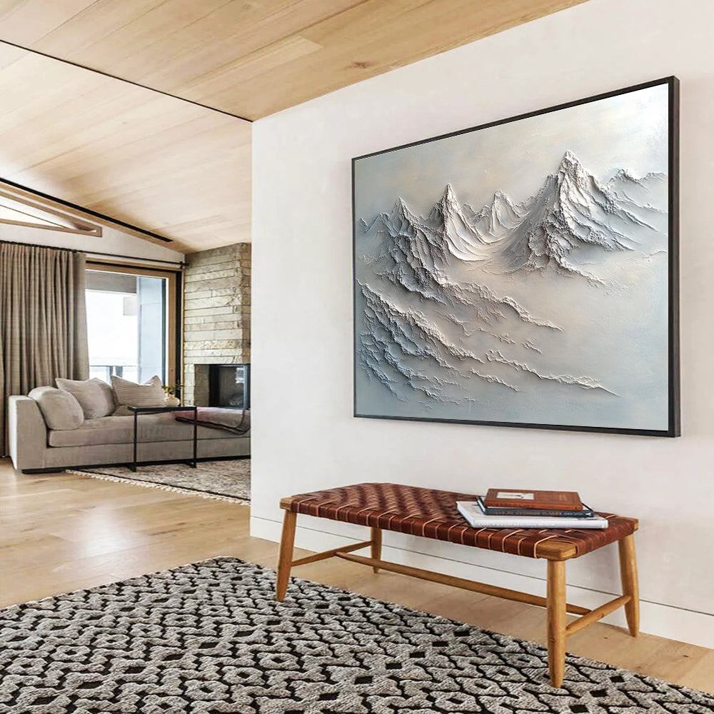 Gray - Toned Textured Mountain Landscape Abstract Painting DYP100