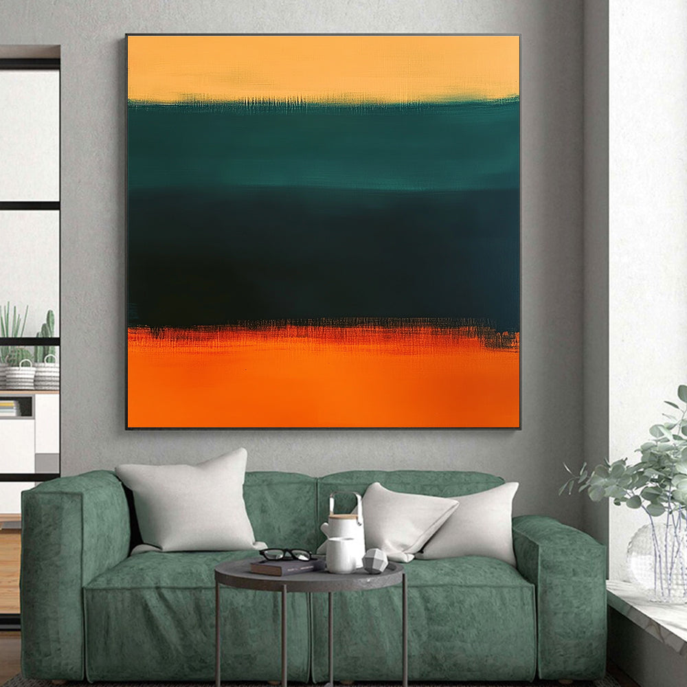 Green and Orange Gradient Abstract Painting with Smooth Transitions GER157