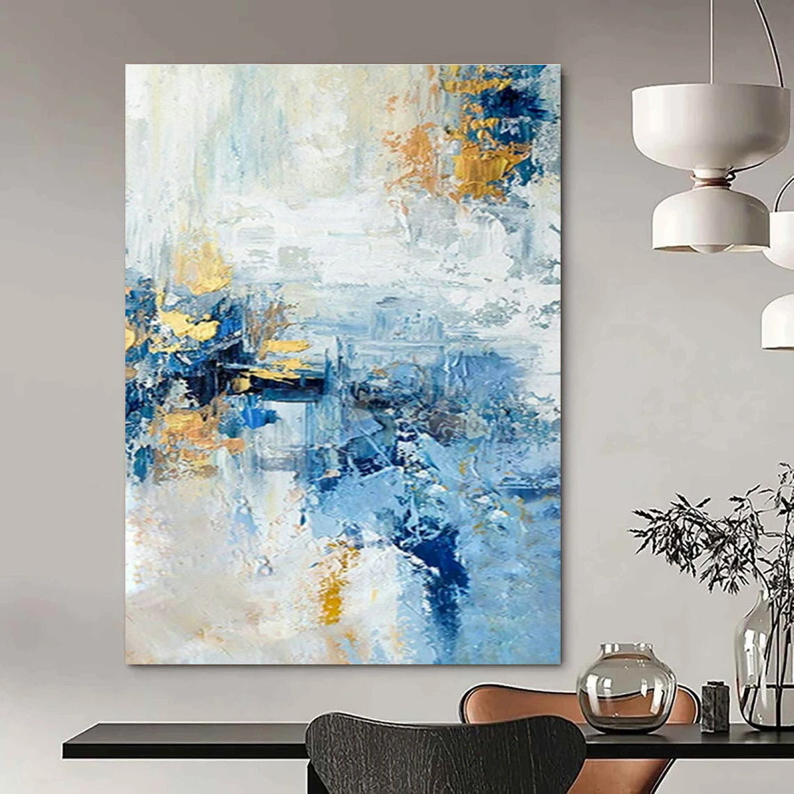 Large Hand-Painted Abstract Painting for Dining Room and Cottage Entryway DLZ1488