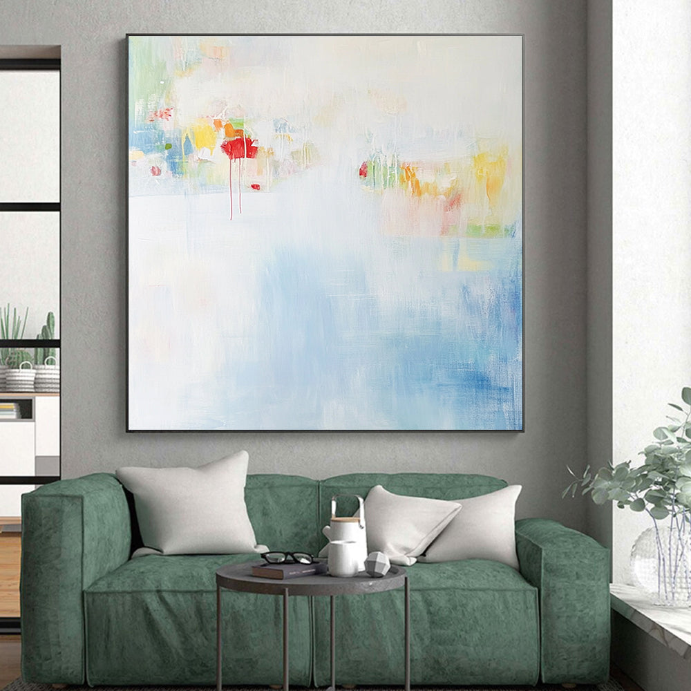 Light - hued Colorful Abstract Painting with Subtle Drips GER411
