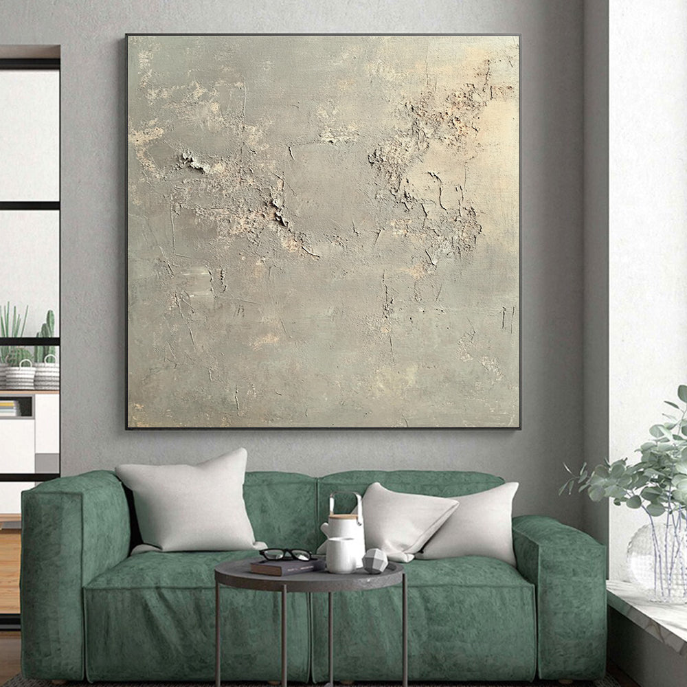 Gray Textured Abstract Painting with Rough Surfaces GER037