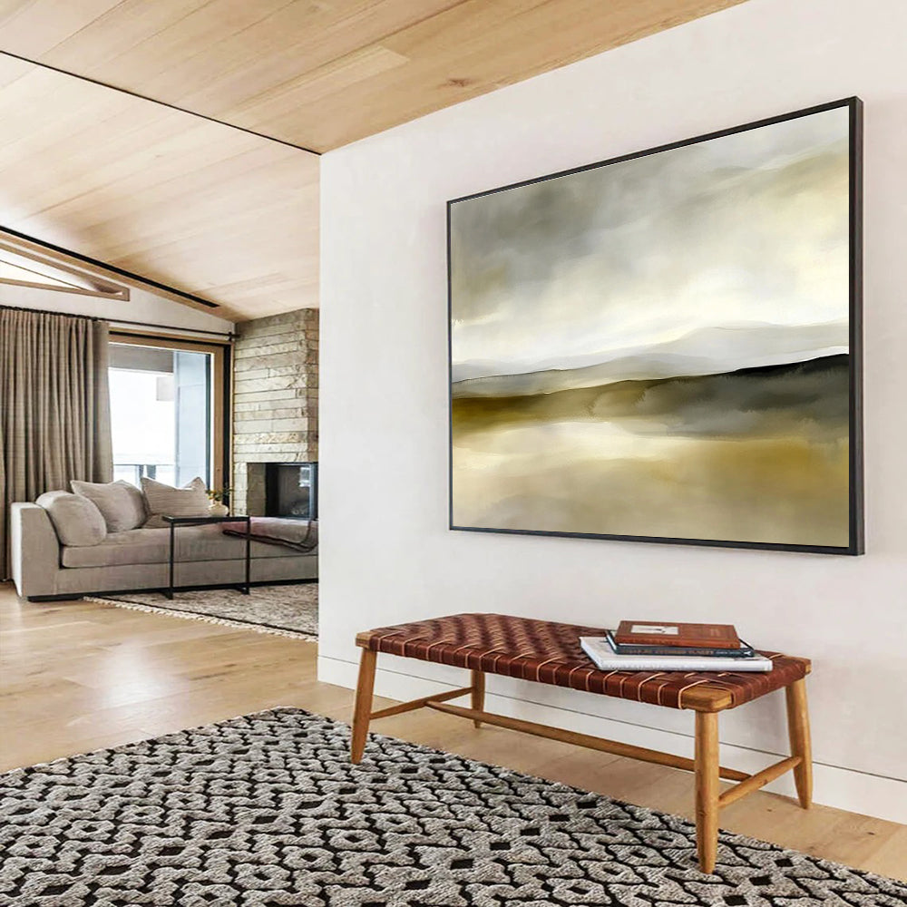 Neutral Landscape Abstract Painting in Gray and Beige DYP447