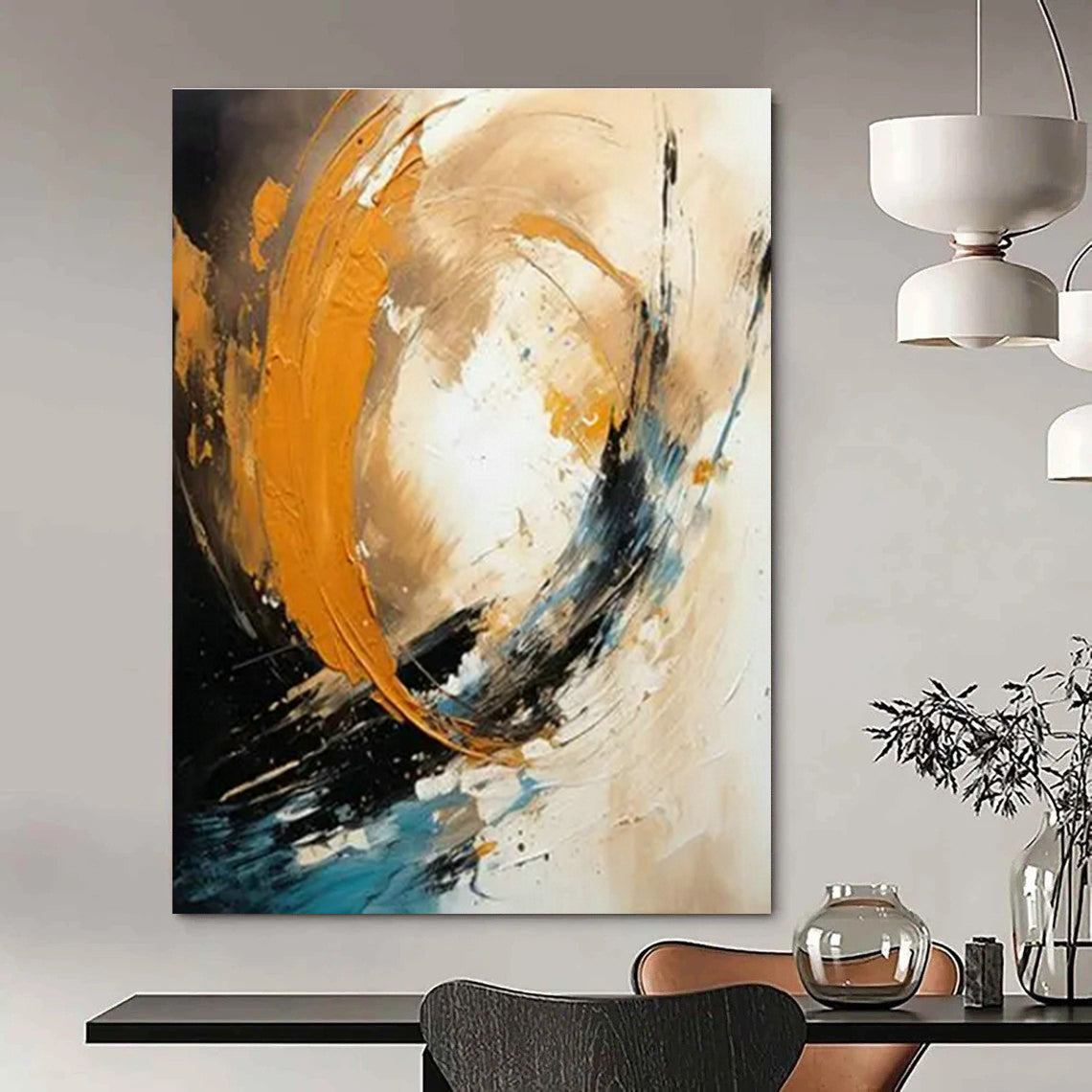 Large Custom Handmade Abstract Canvas for Cottage Bedroom Window Alcove and Living Room Outdoor - Inspired Wall DLZ1712