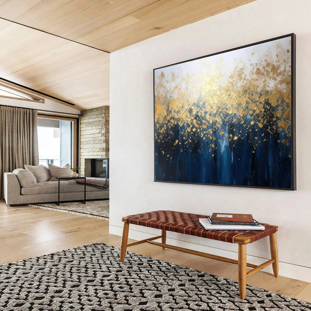 Gold Blue Forest Abstract Painting THY047