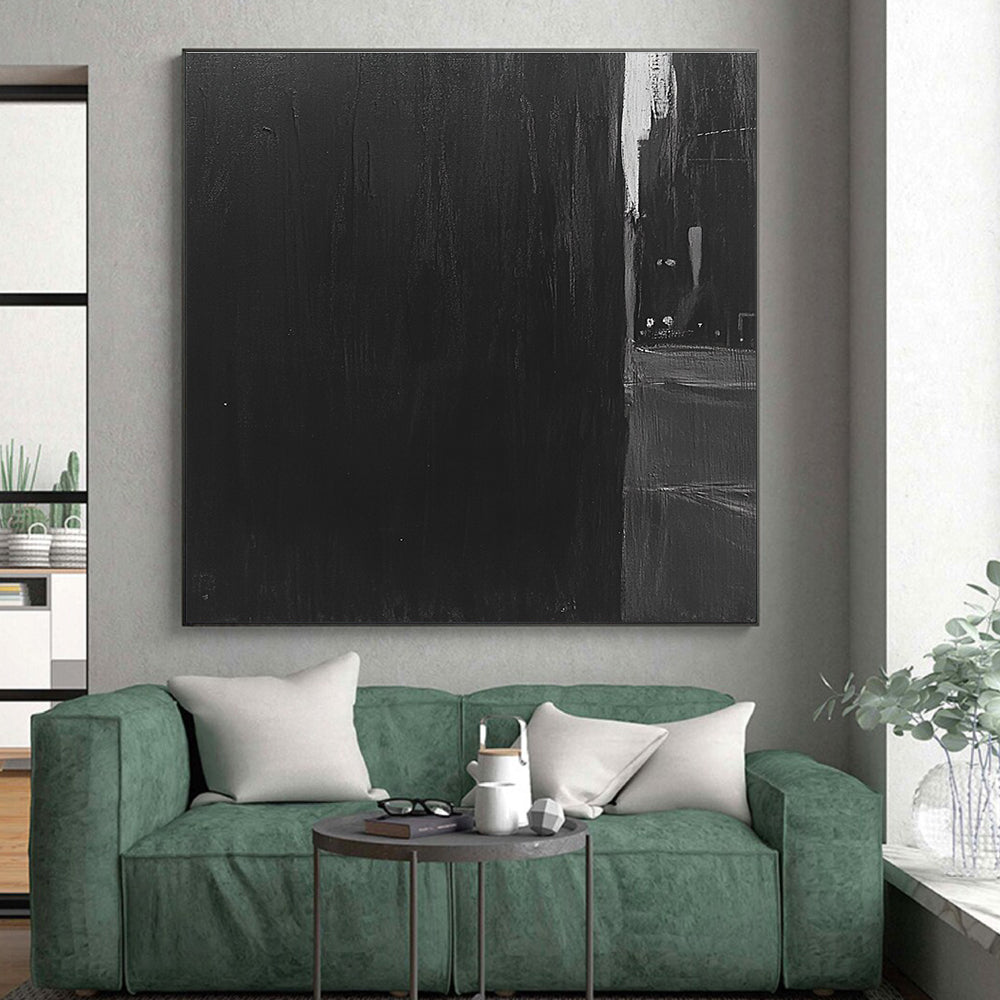 Black and Gray Urban Alley Abstract Painting with Subtle Light GER016