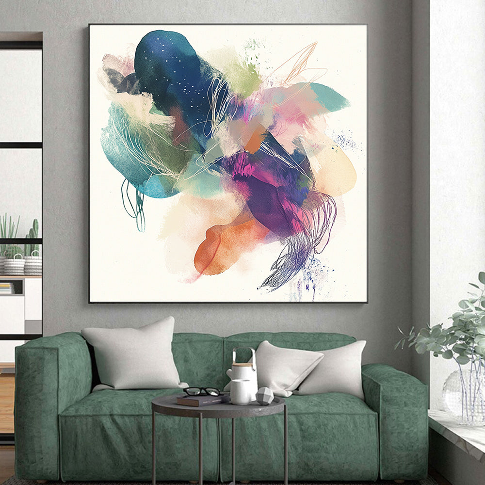 Whimsical Watercolor - Ink Abstract with Colorful Splashes GER275