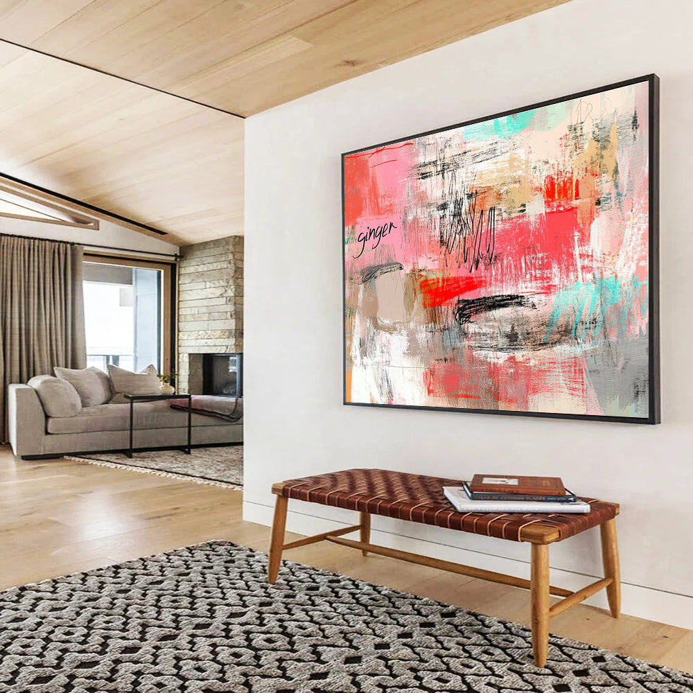 Pink Abstract with “Ginger” Painting and Eclectic Strokes DYP434