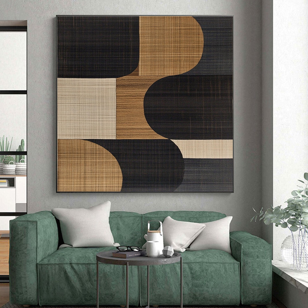 Black Brown Geometric Rug Abstract Painting GER841