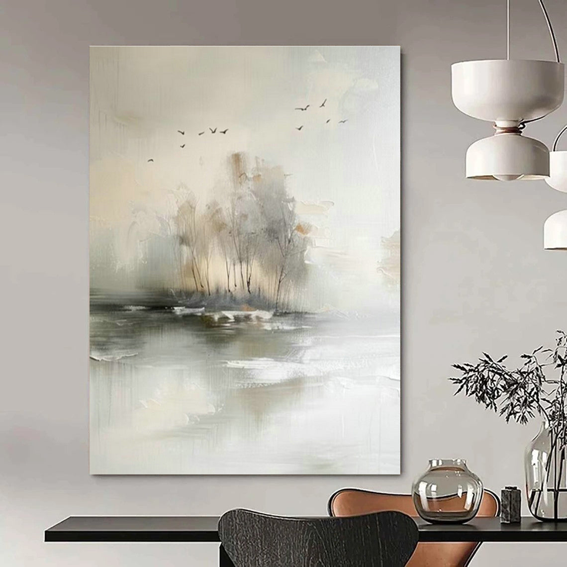 Hand-Painted Oversized Abstract Painting for Dining Room & Cottage Entryway DLZ1197