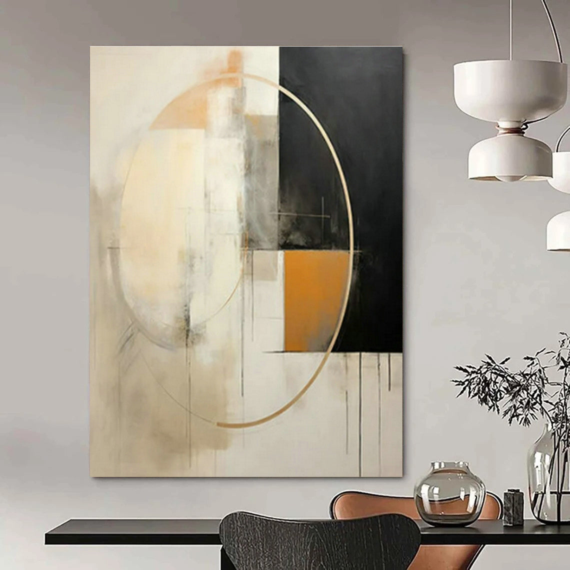 Large Custom Handmade Abstract Wall Art for Cottage Dining Room Wine Barrel Display Wall and Entryway Boot Storage Bench Area DLZ1702