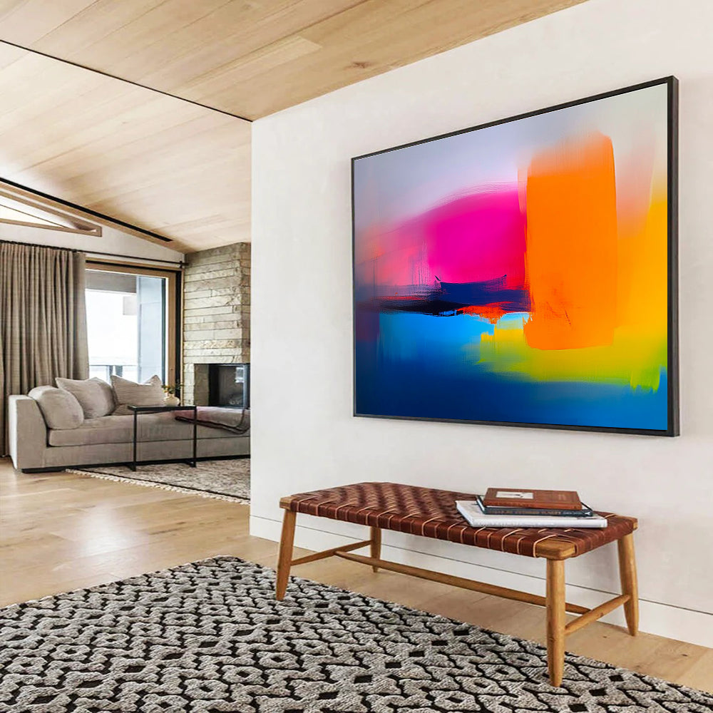 Neon Color Abstract Painting with Bold Shapes DYP308