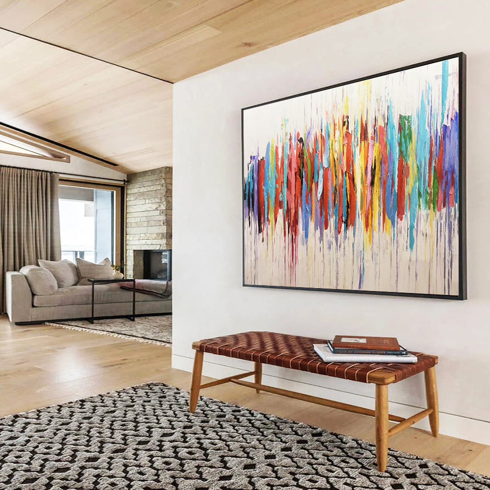 Colorful Drip Abstract Painting with Mixed Bright Hues THY223