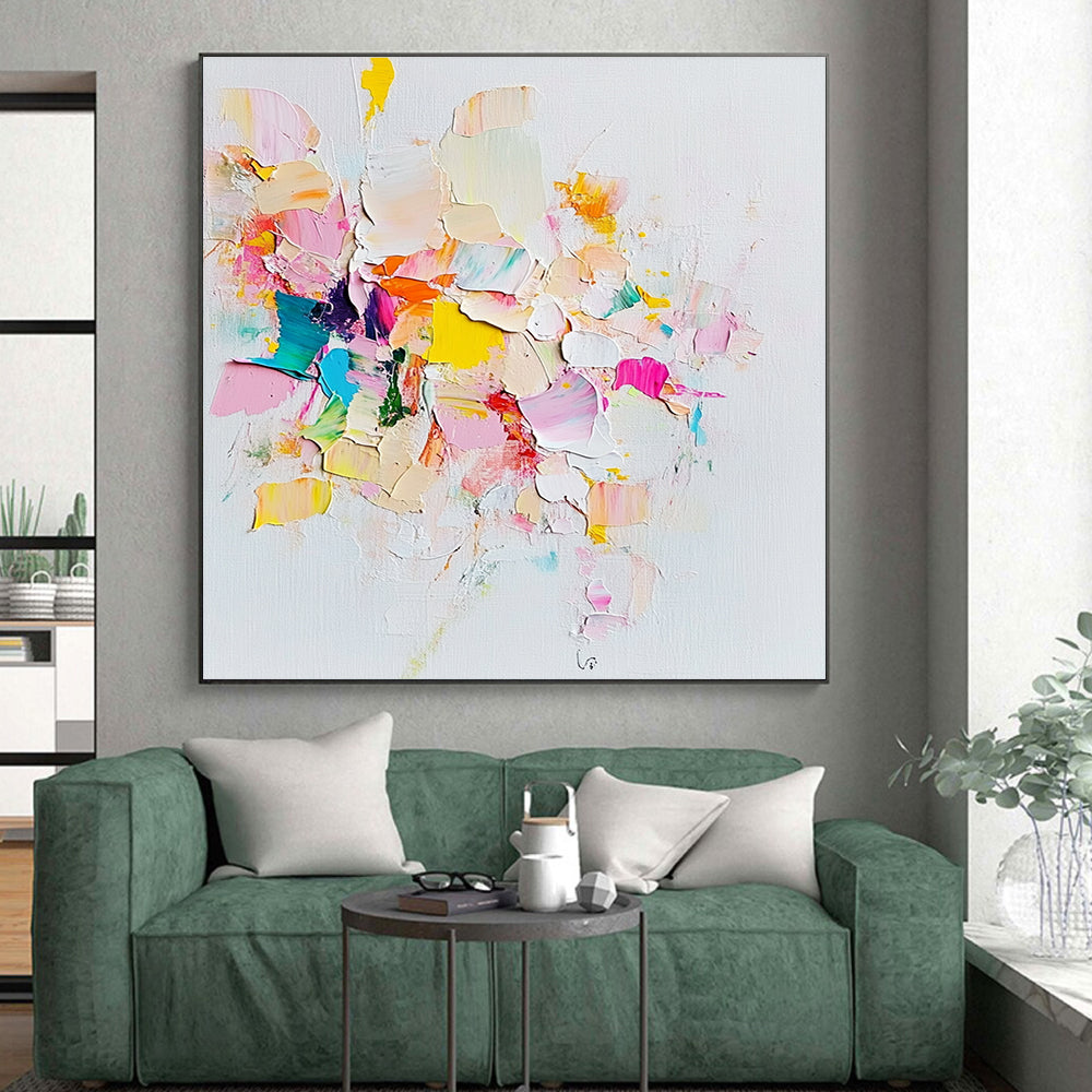 Pastel Patch Abstract Painting with Layered Colorful Textures GER657