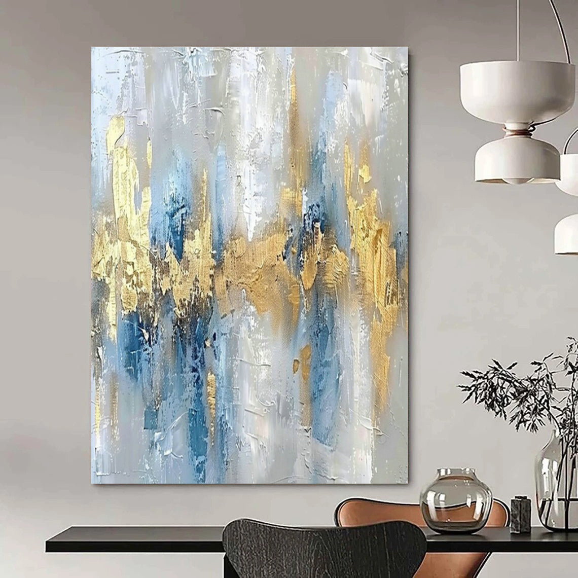 Extra-large Custom Hand-Painted Abstract Canvas for Dining Room Herb Garden Wall and Entryway Plant Stand Wall DLZ1908