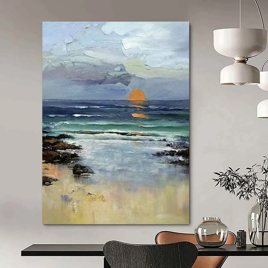 Custom Hand - Painted Abstracts for Office Server Racks & Cottage Living Room Window Screens DLZ0923