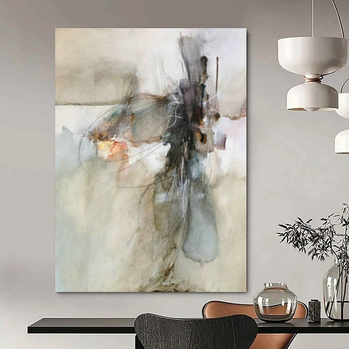 Handmade Abstract Color Art Painting, a Creative Expression for Office and Foyer DLZ0957