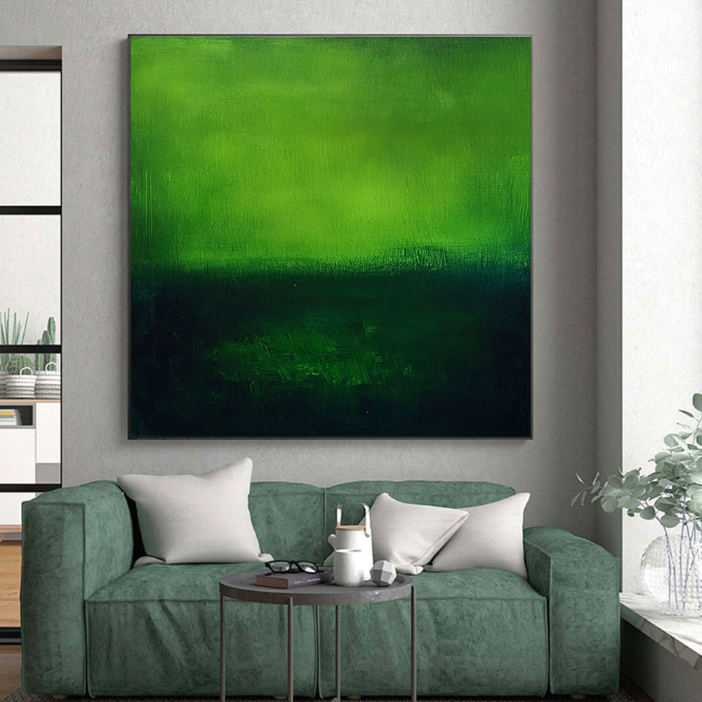 Green Abstract Painting with Gradient Hues GER458